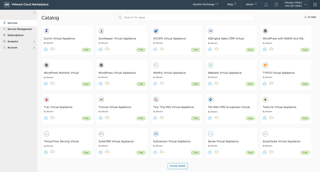 VMware Cloud Marketplace
